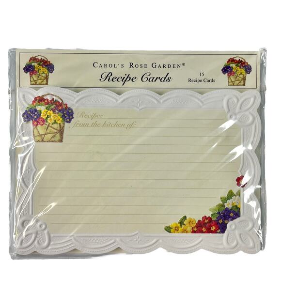 Carol's Rose Garden Recipe Cards Floral 15 Die Cut Embossed Sheets NEW Sealed - Picture 1 of 3